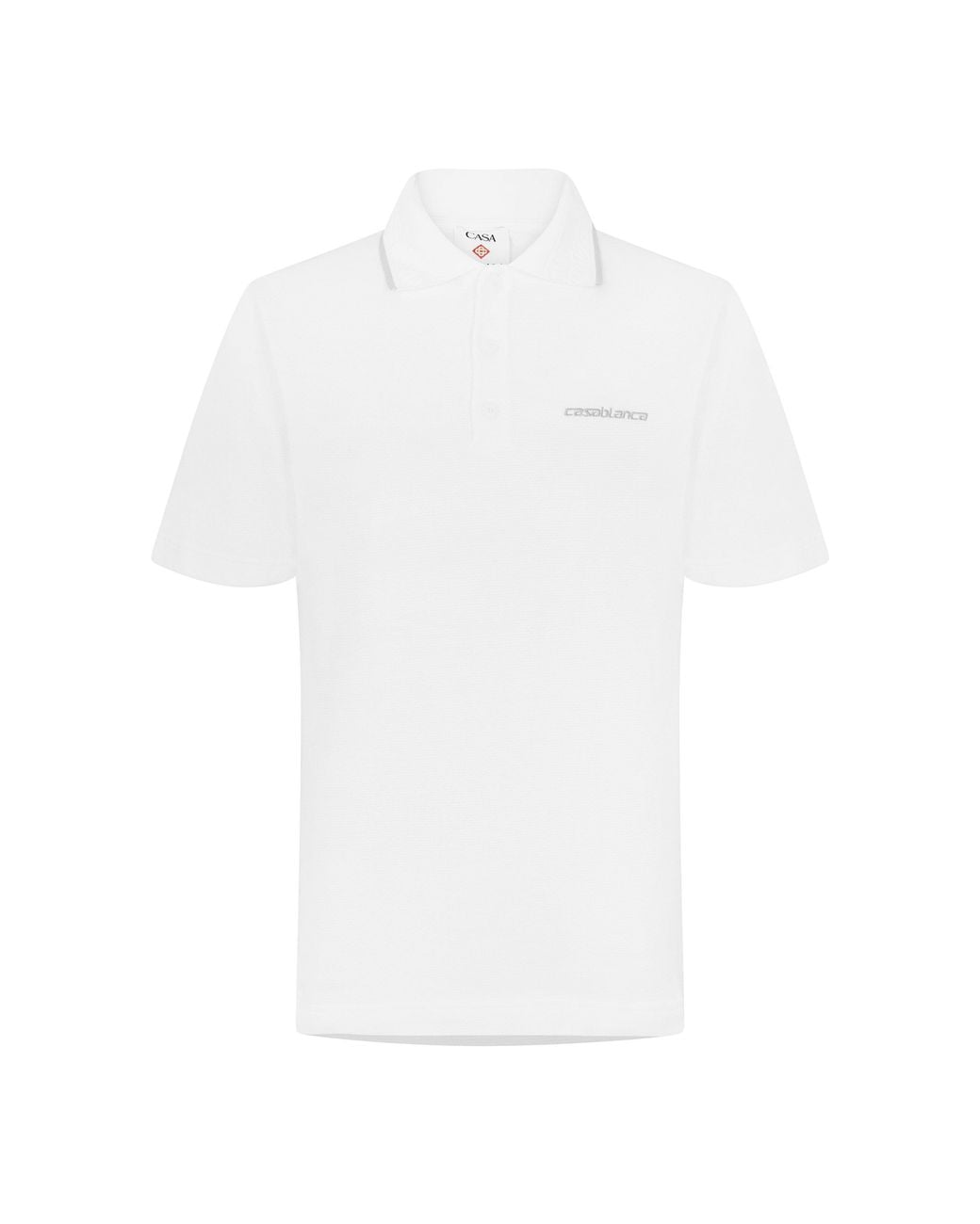 Casablanca White Embroidered Laurel Short Sleeve Polo Shirt for men