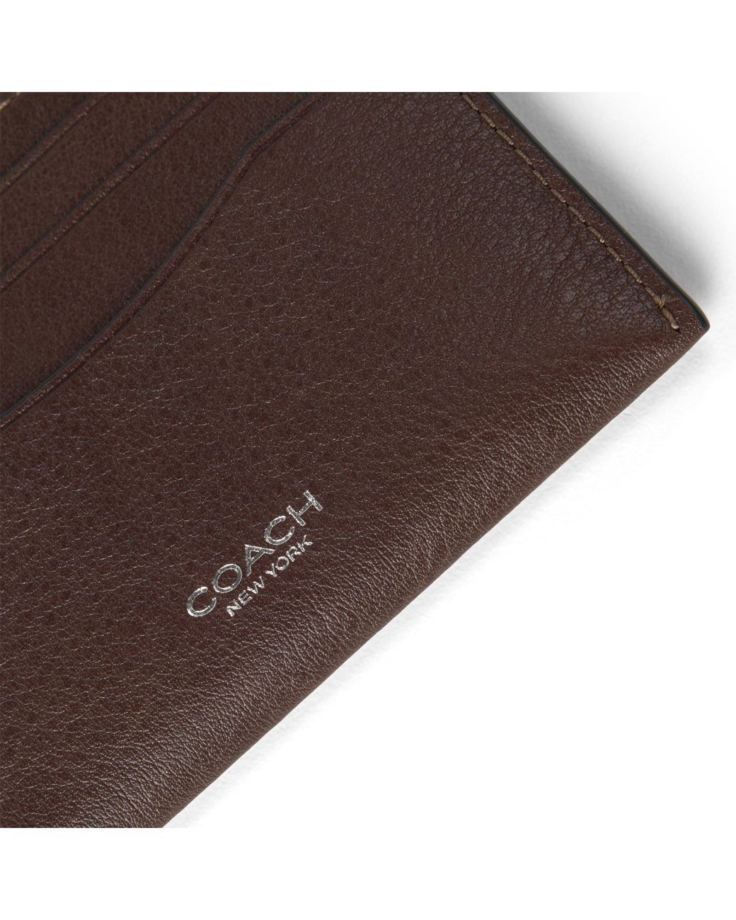 COACH Brown Full-Grain Leather Card Case