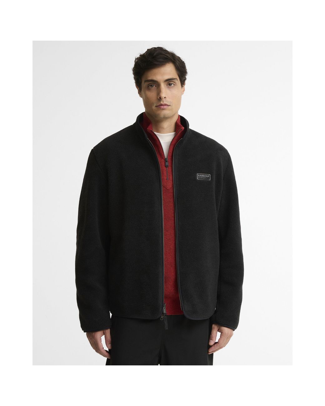 Barbour Black Reverse Fleece Teddy Coat for men
