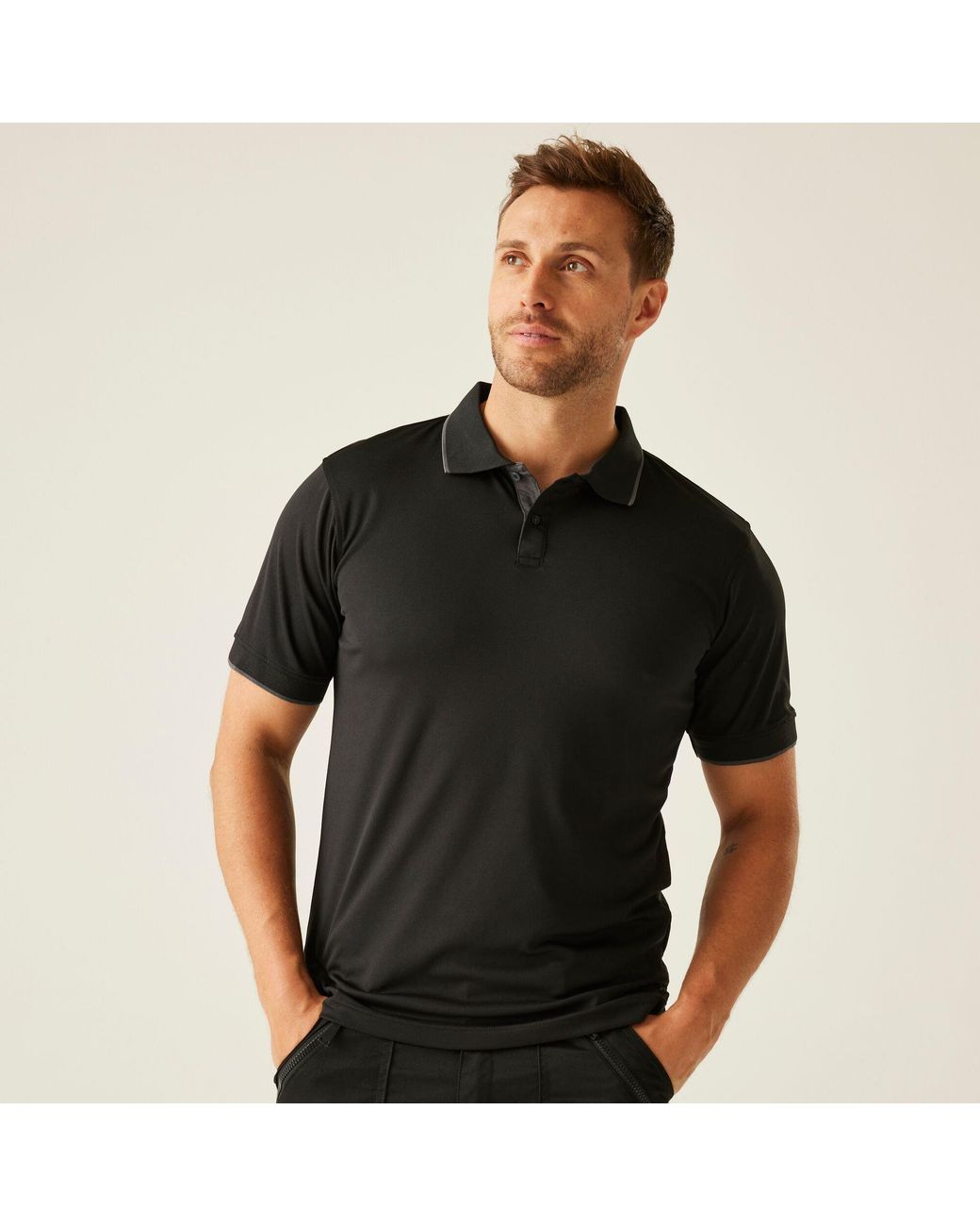 Regatta Black Navigate Short Sleeve Polo Shirt for men