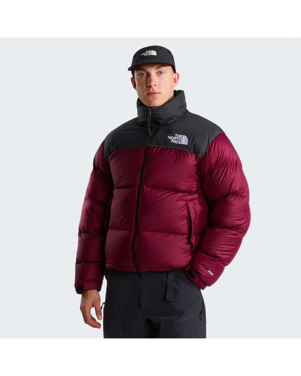 The North Face Purple 1996 Retro Nuptse Goose Down Short Puffer Jacket for men