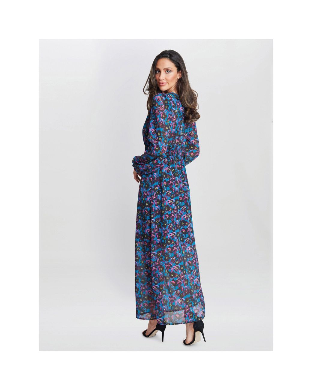 Gina Bacconi Blue Judy Button Dwon Long Sleeve Dress