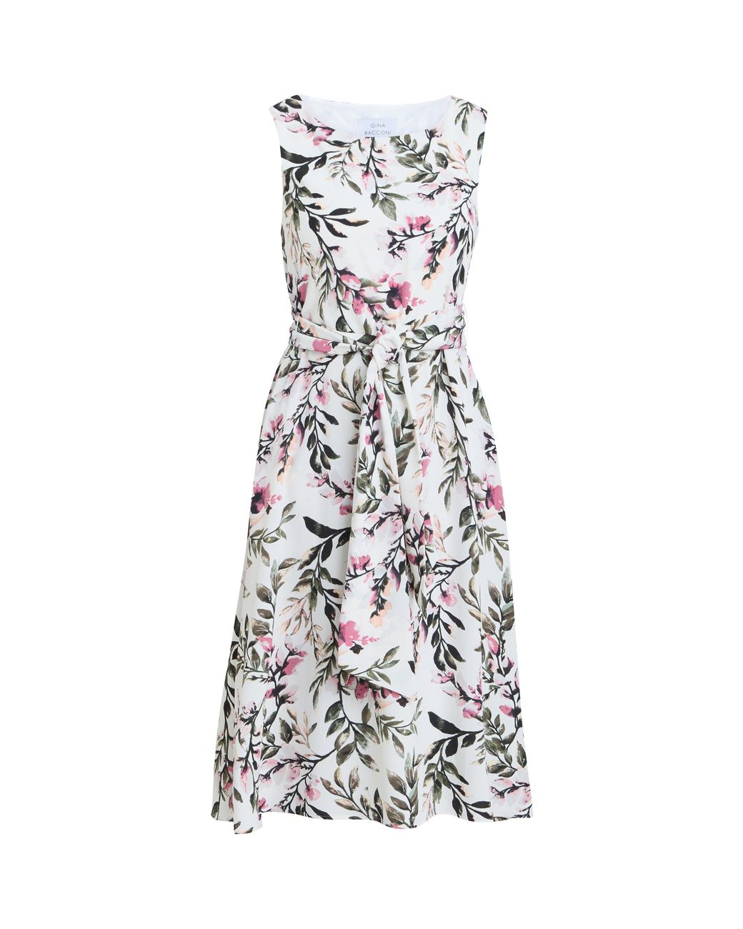 Gina Bacconi White Kelly Floral Printed Dress