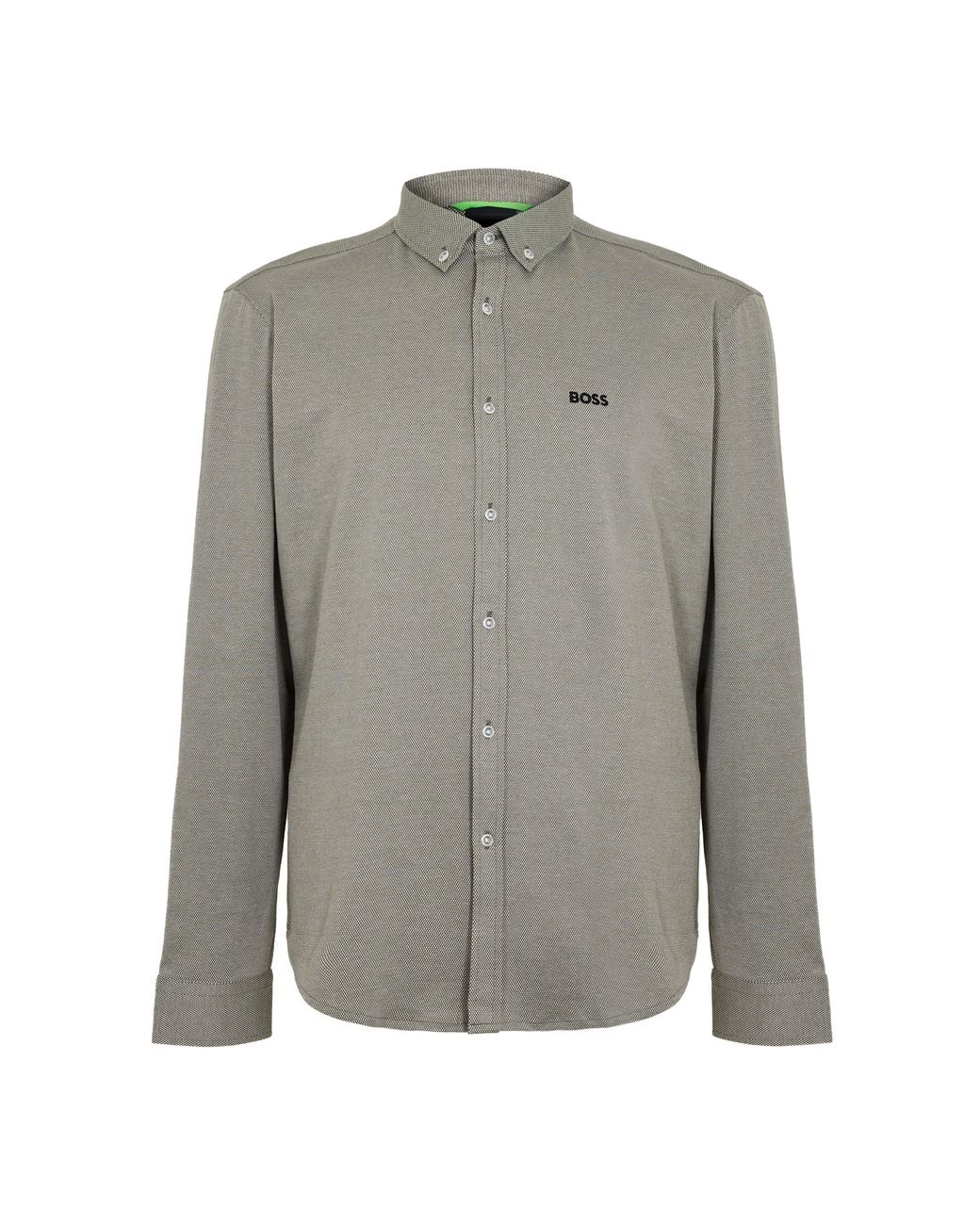 Boss Blue Motion Long Sleeve Buttoned Shirt With Logo Detail for men