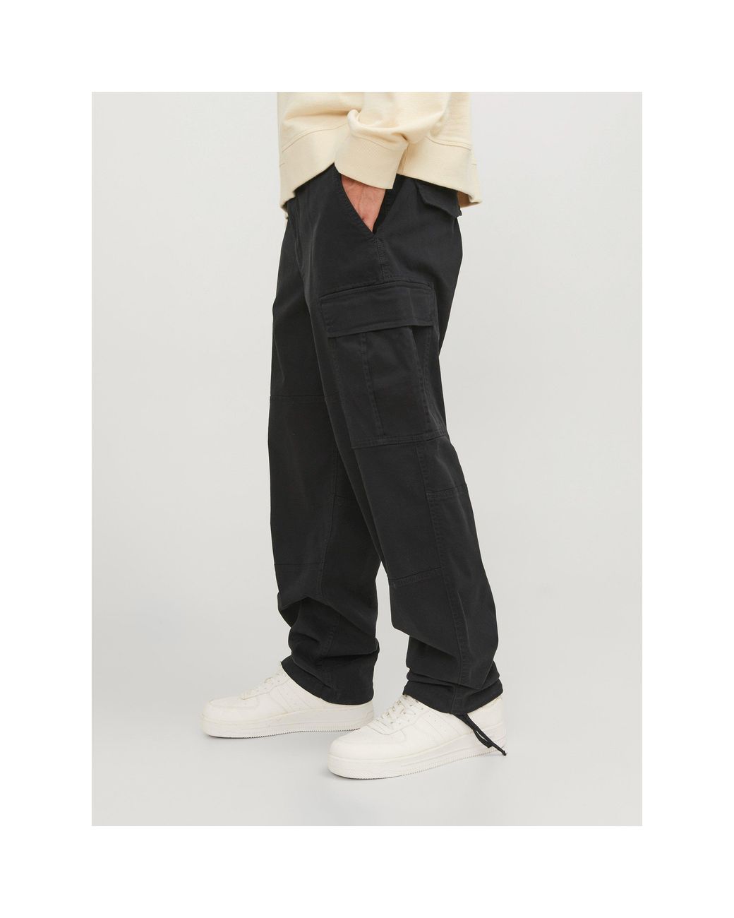 Jack & Jones Black Harlow Cargo Trouser for men