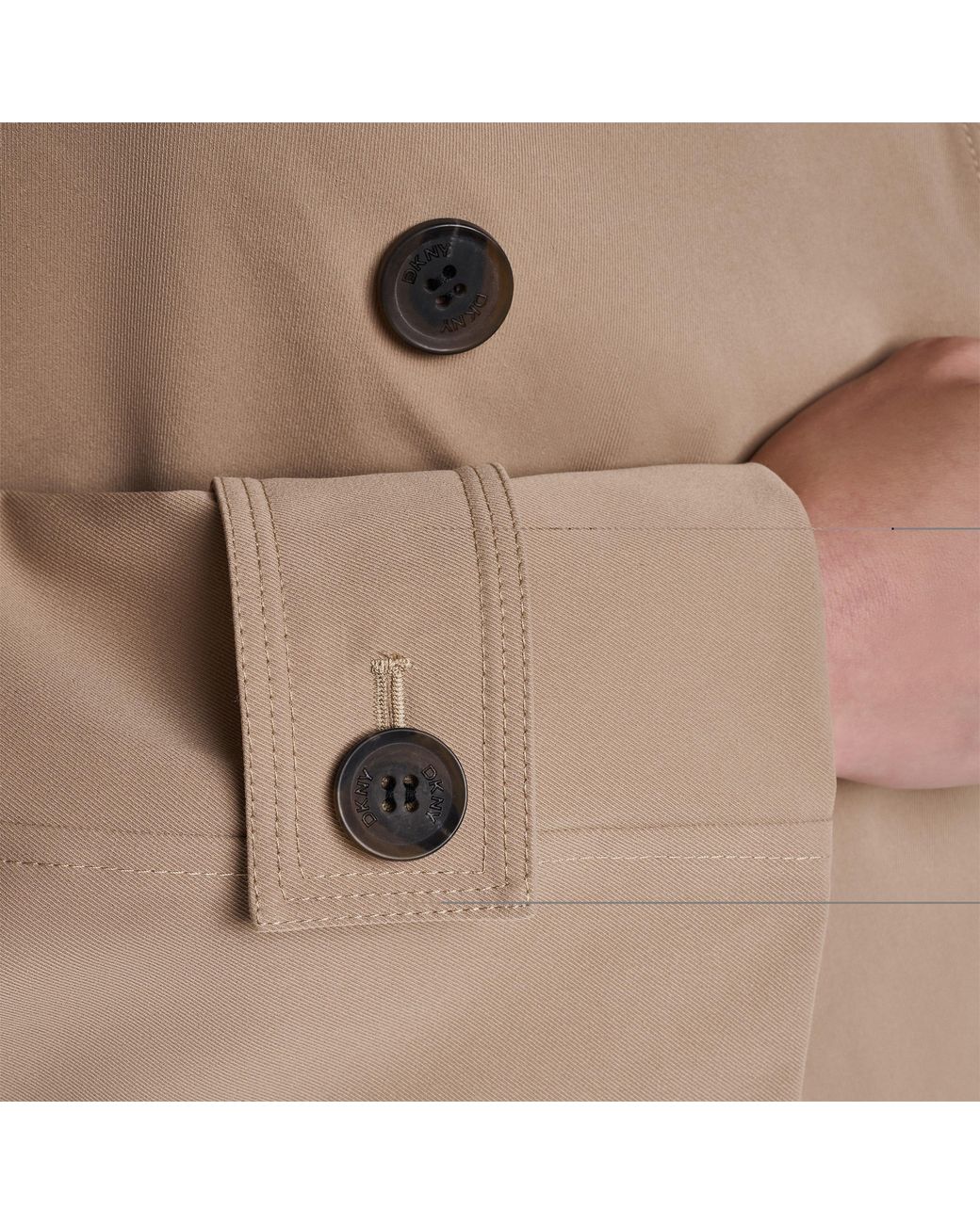 DKNY Natural Y63 Belted Funnel-Neck Water-Resistant Trench Coat