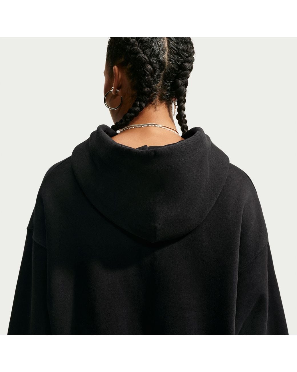 Nike Black Studio Crop Full-Zip Cotton Oversized-Fit Fleece