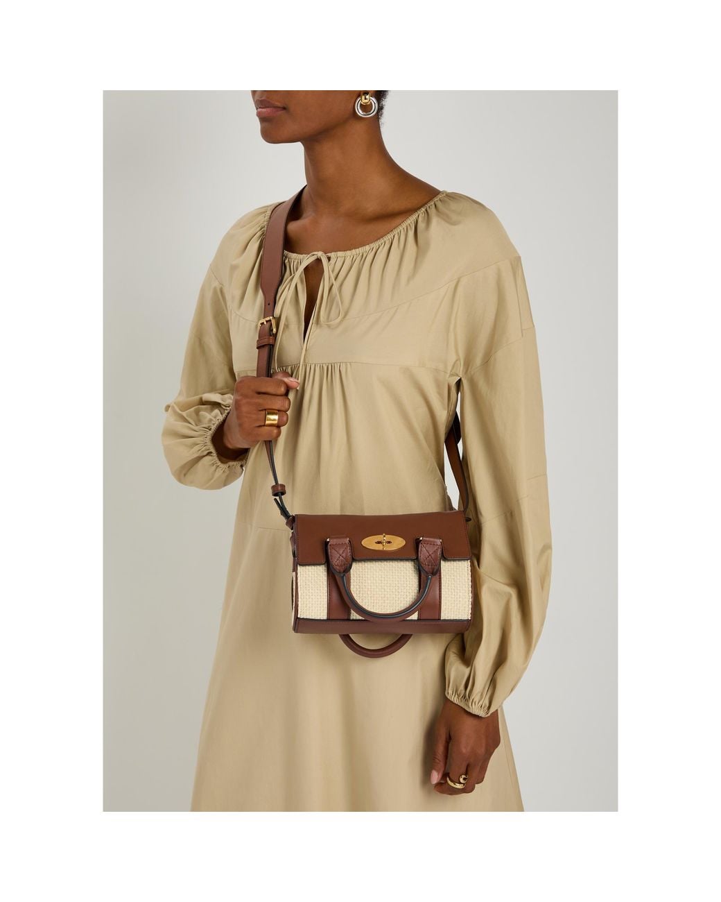 Mulberry Brown Heritage Raffia Mini Bayswater