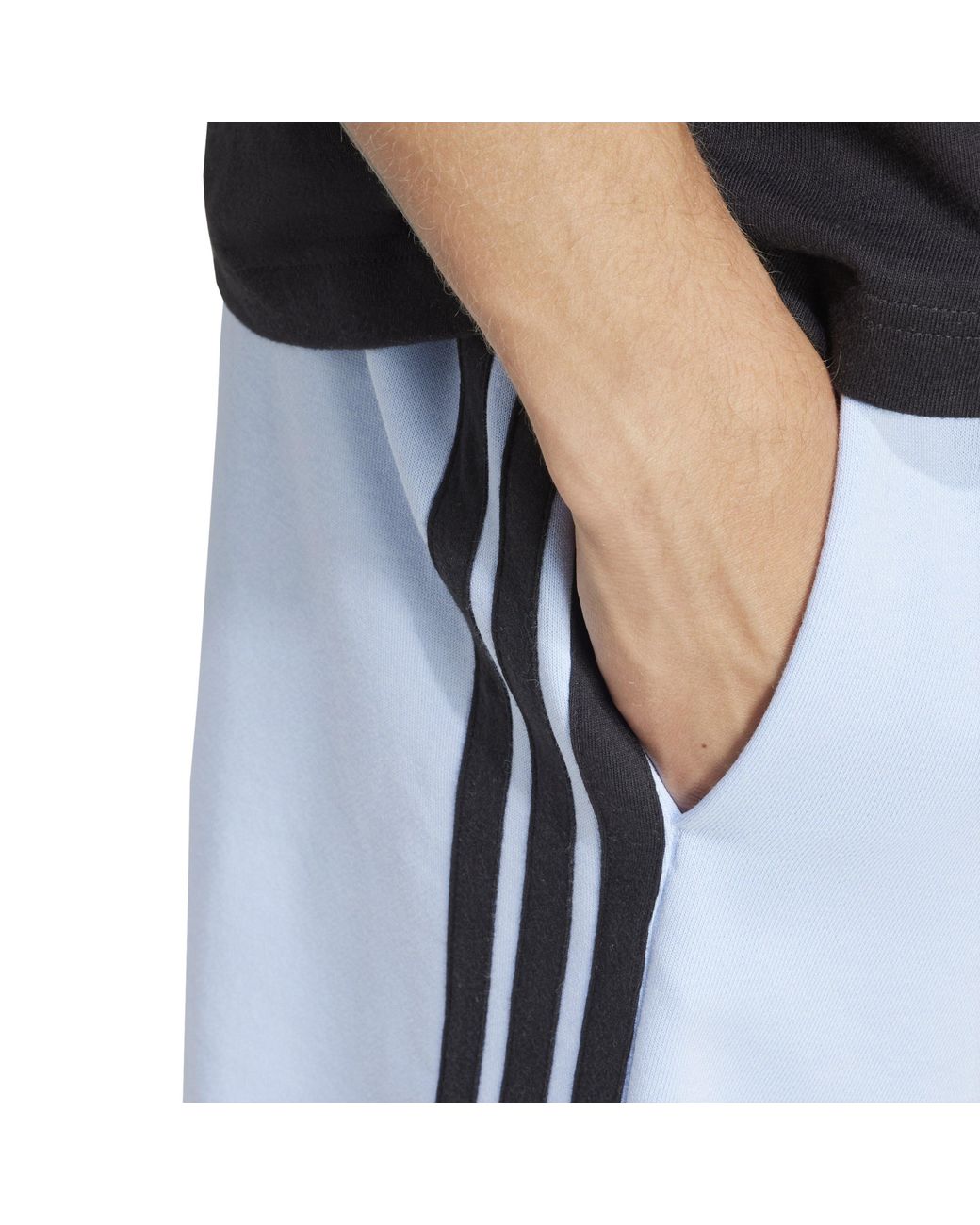 Adidas Blue Essentials 3 Stripe Fleece Shorts for men