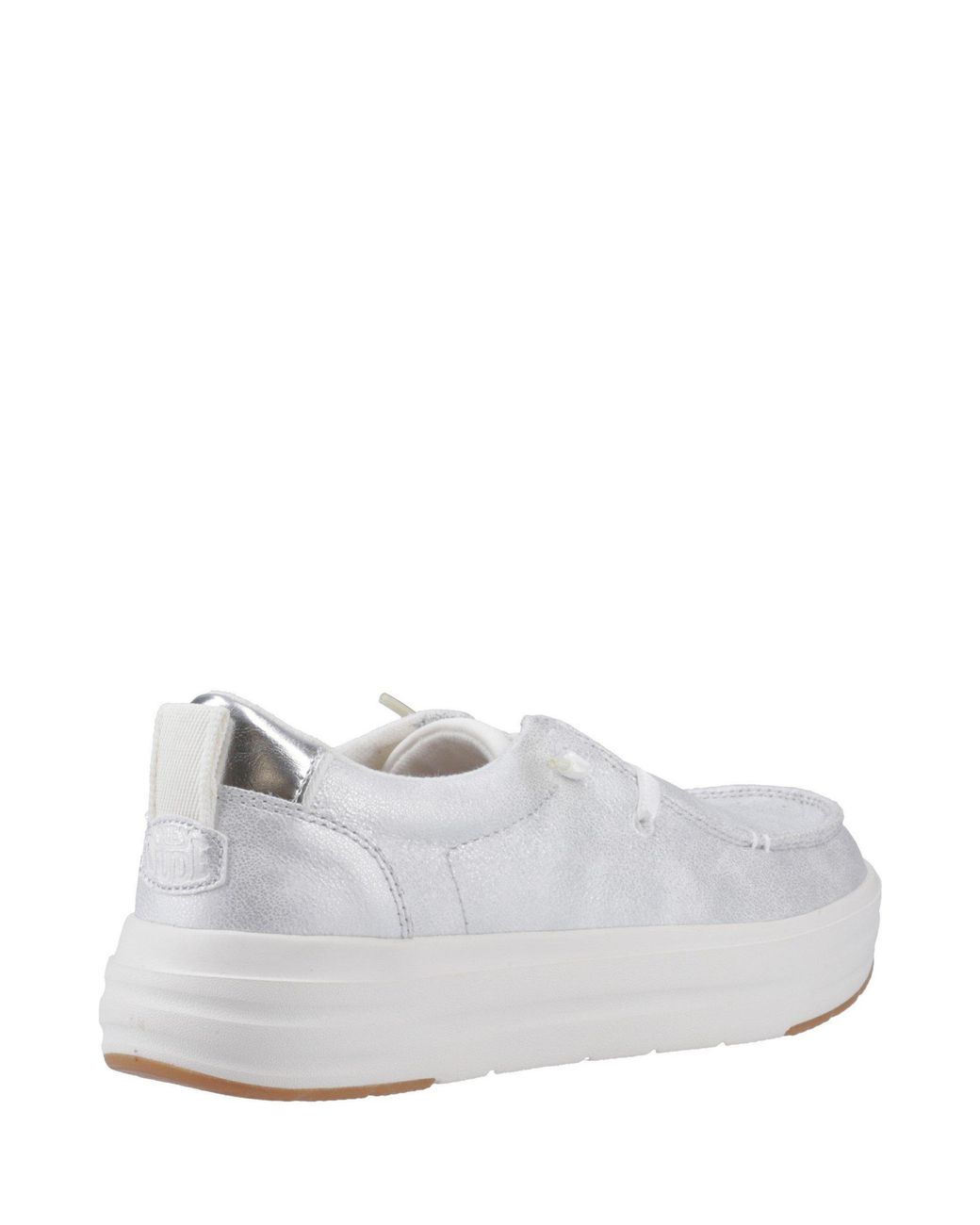 HeyDude White Wendy Nova Shimmer Low-Top Trainers