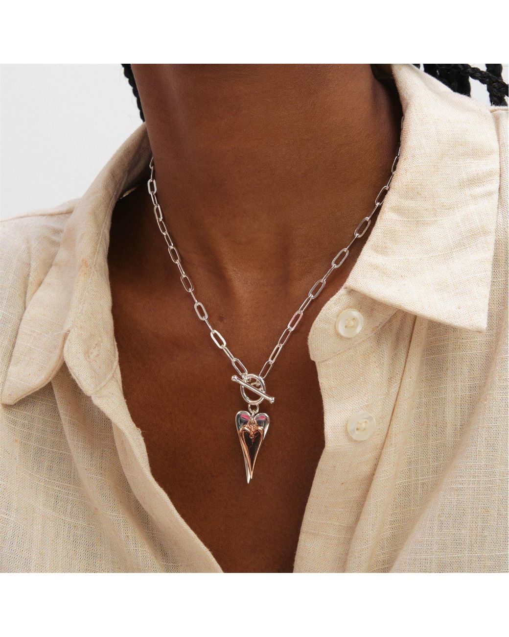Inicio Metallic Sterling Plated Heart Necklace