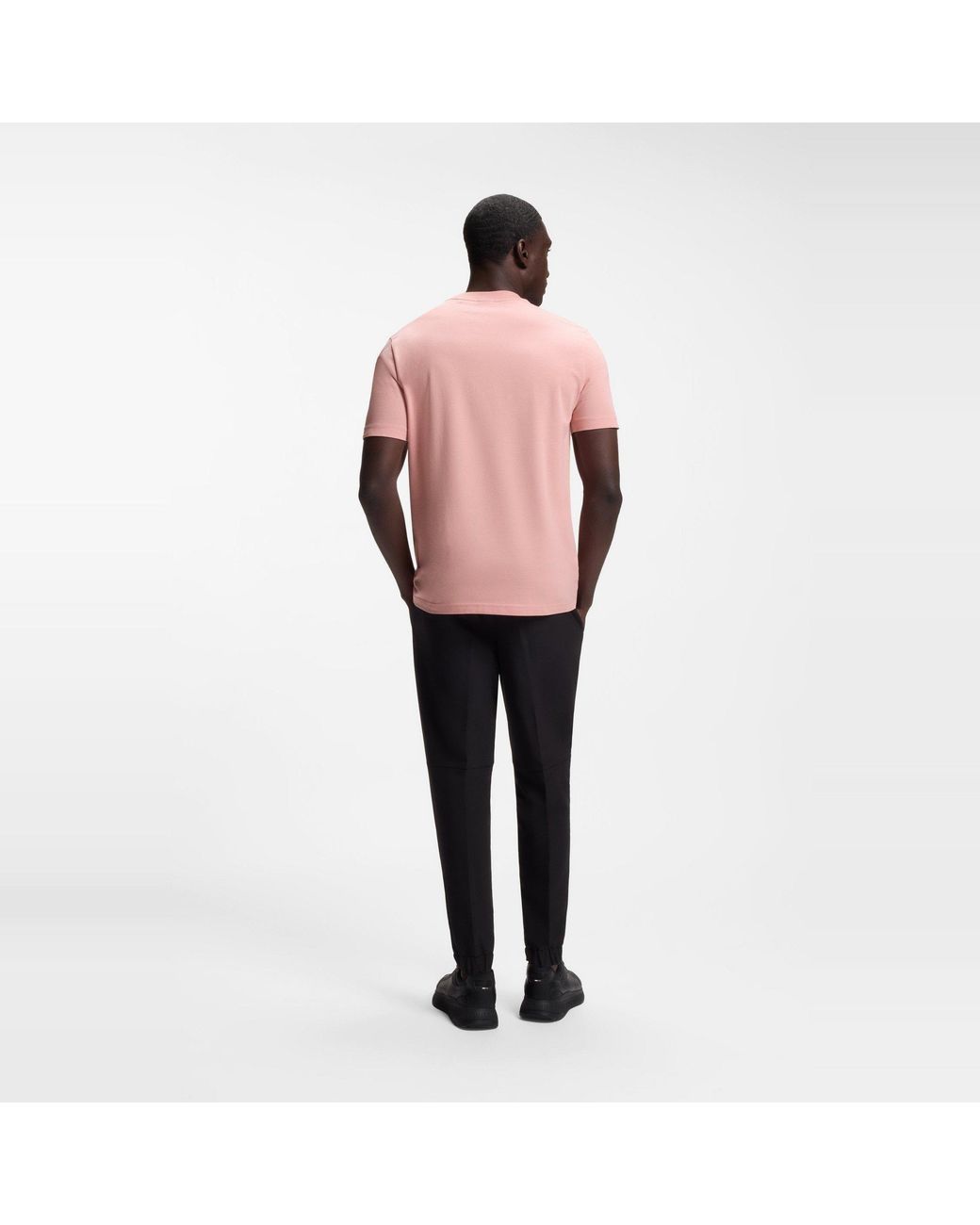 Boss Pink T-Shirt With Logo Design Stretch Cotton for men