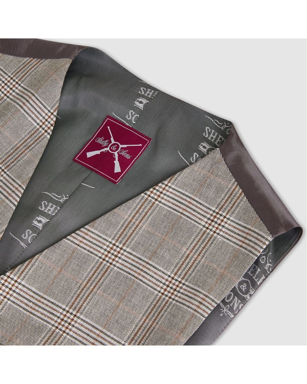 Shelby and Sons Gray Jessop Slim Fit Light Check Waistcoat for men