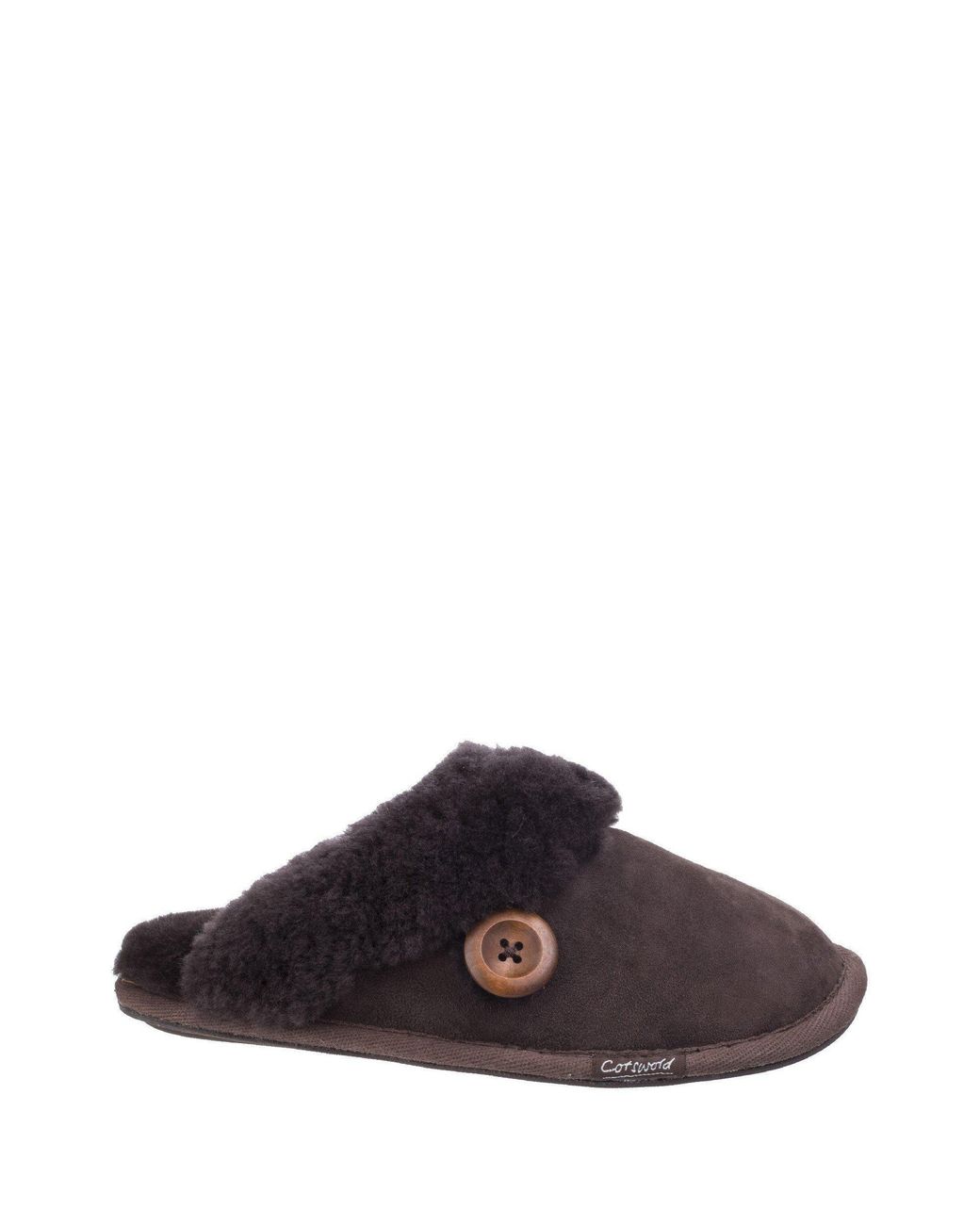 Cotswold Brown Lechlade Sheepskin Mule Slipper