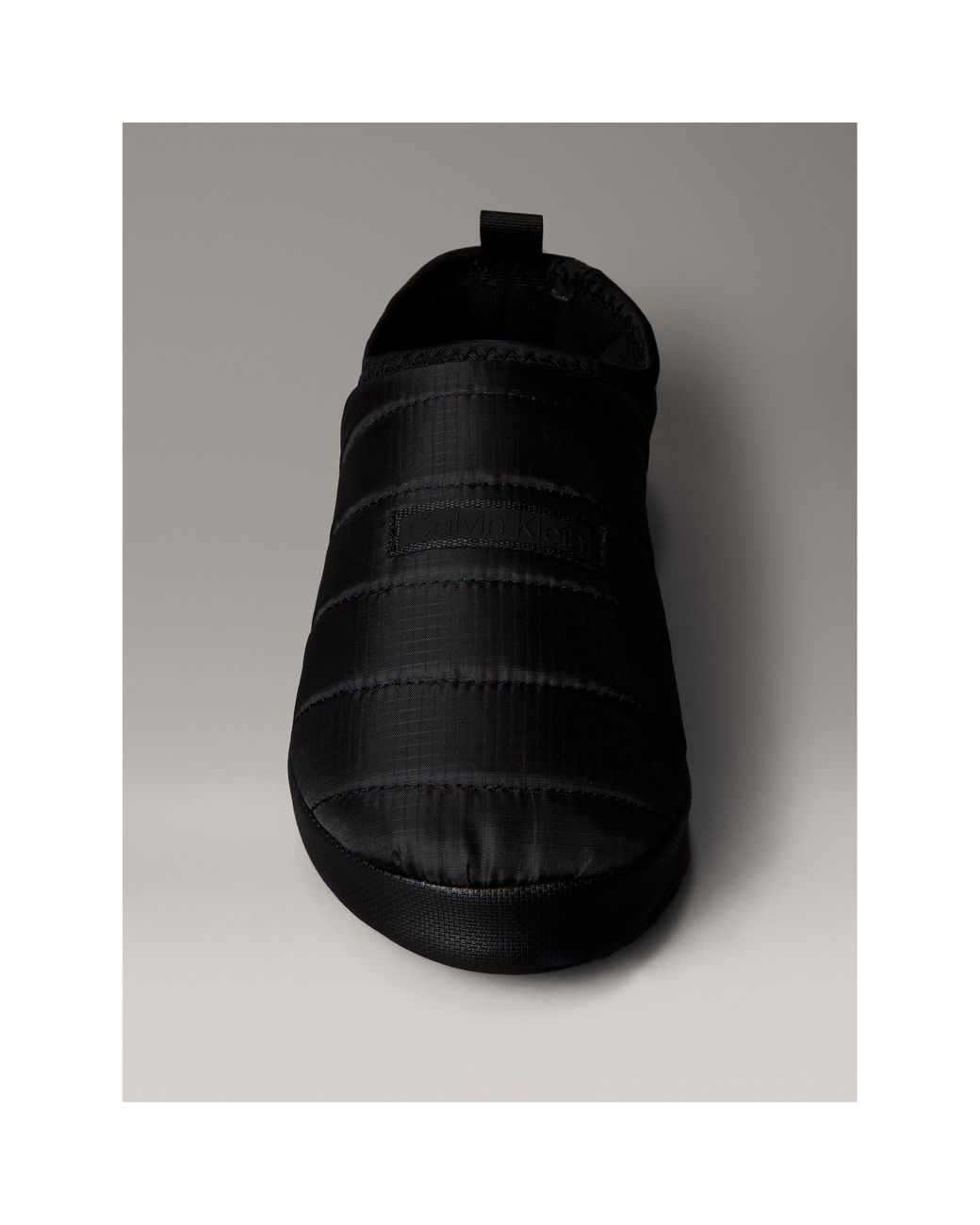 Calvin Klein Black Puffer Moccasin Slippers for men