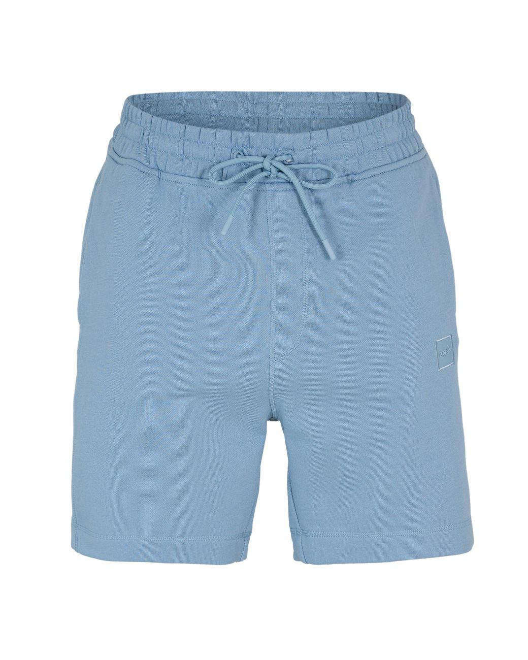 Boss Blue Mid-Length Elasticated Drawstring Fleece Shorts for men