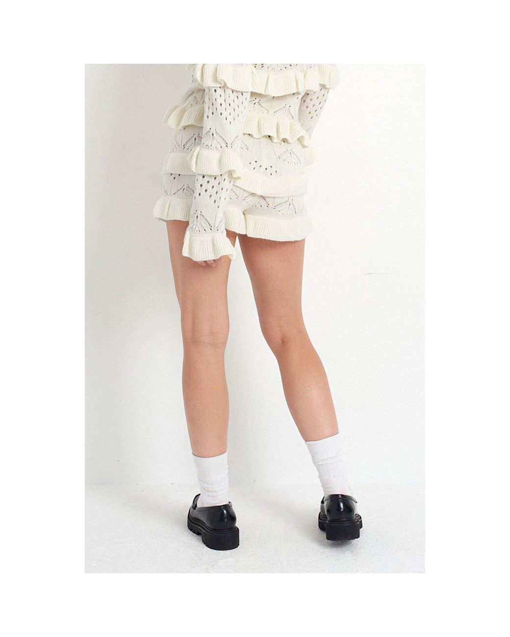 The Ragged Priest White Gentle Knitted Shorts