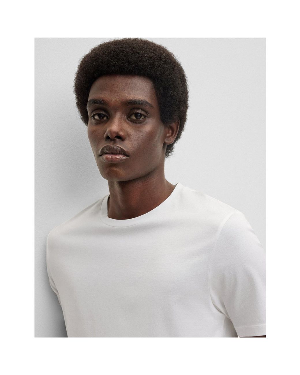 Boss White Tessler 150 Cotton Short Sleeve Slim Fit T-Shirt for men