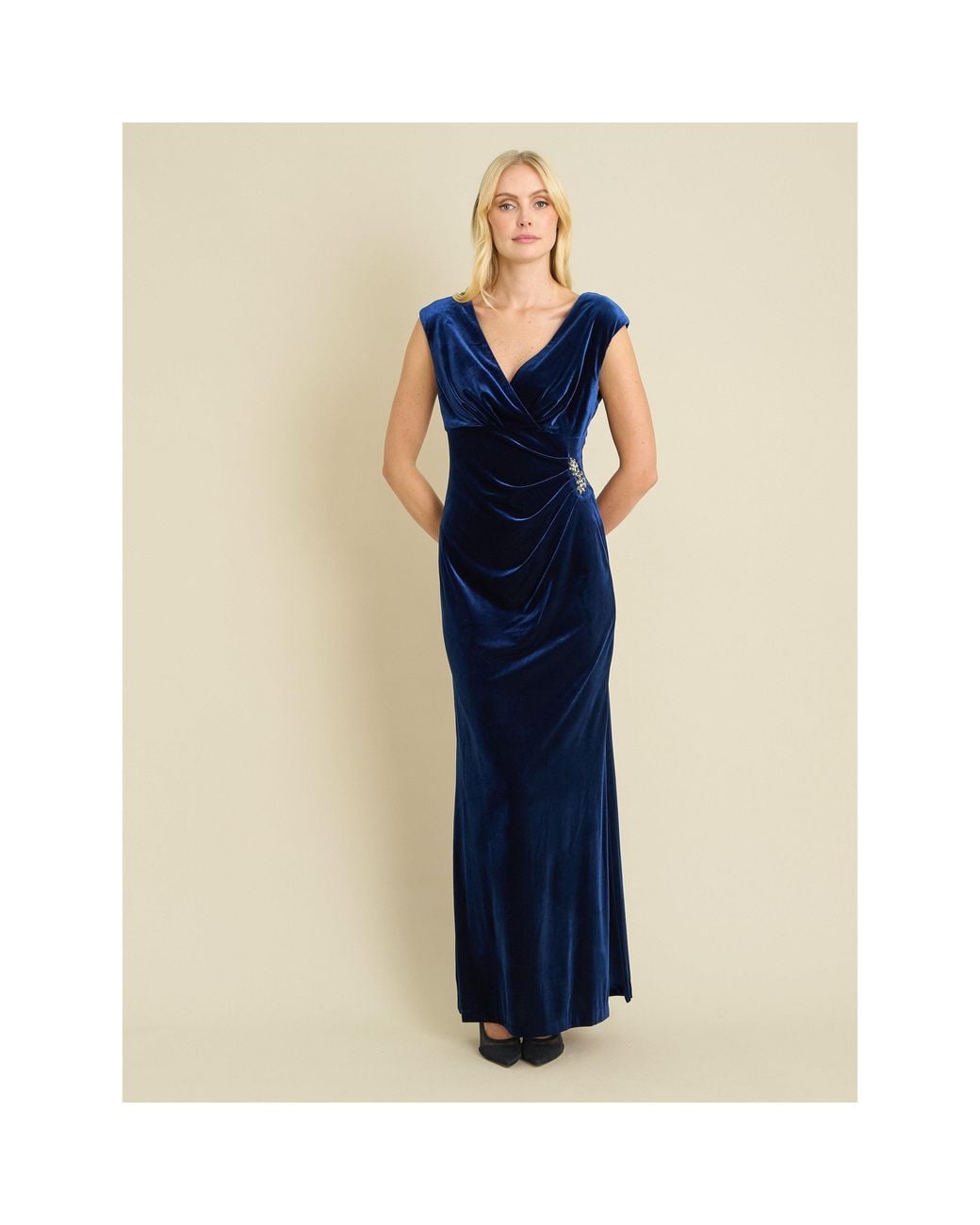 Gina Bacconi Blue Sascha Velvet Maxi Dress