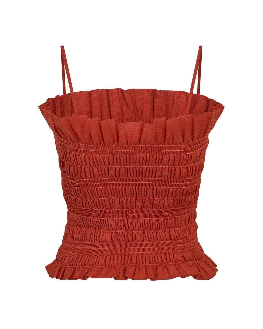 ANDAMANE Red Suri Smock Tube Bandeau Top