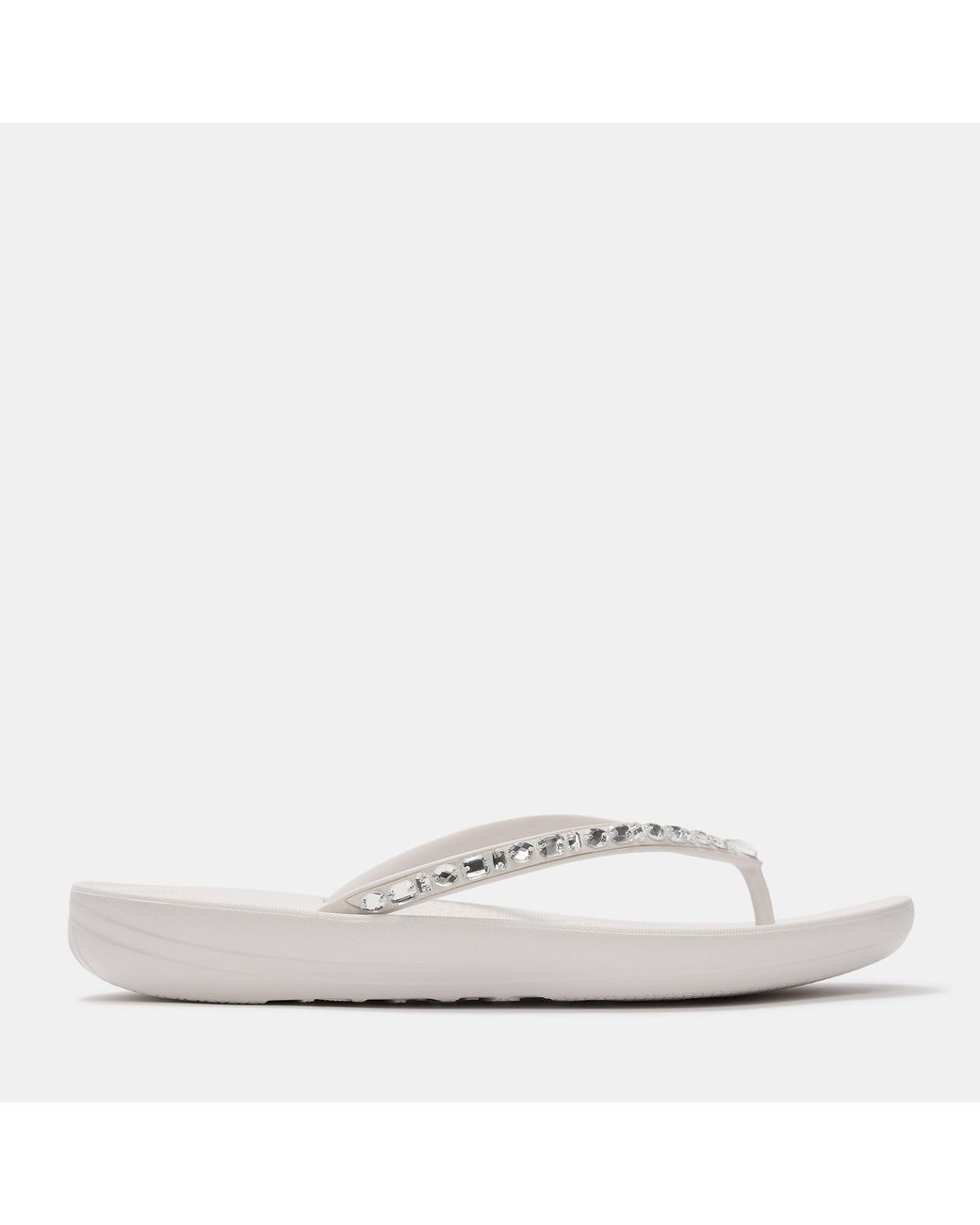 Fitflop White Iqushion Multi Crystal Flip Flops