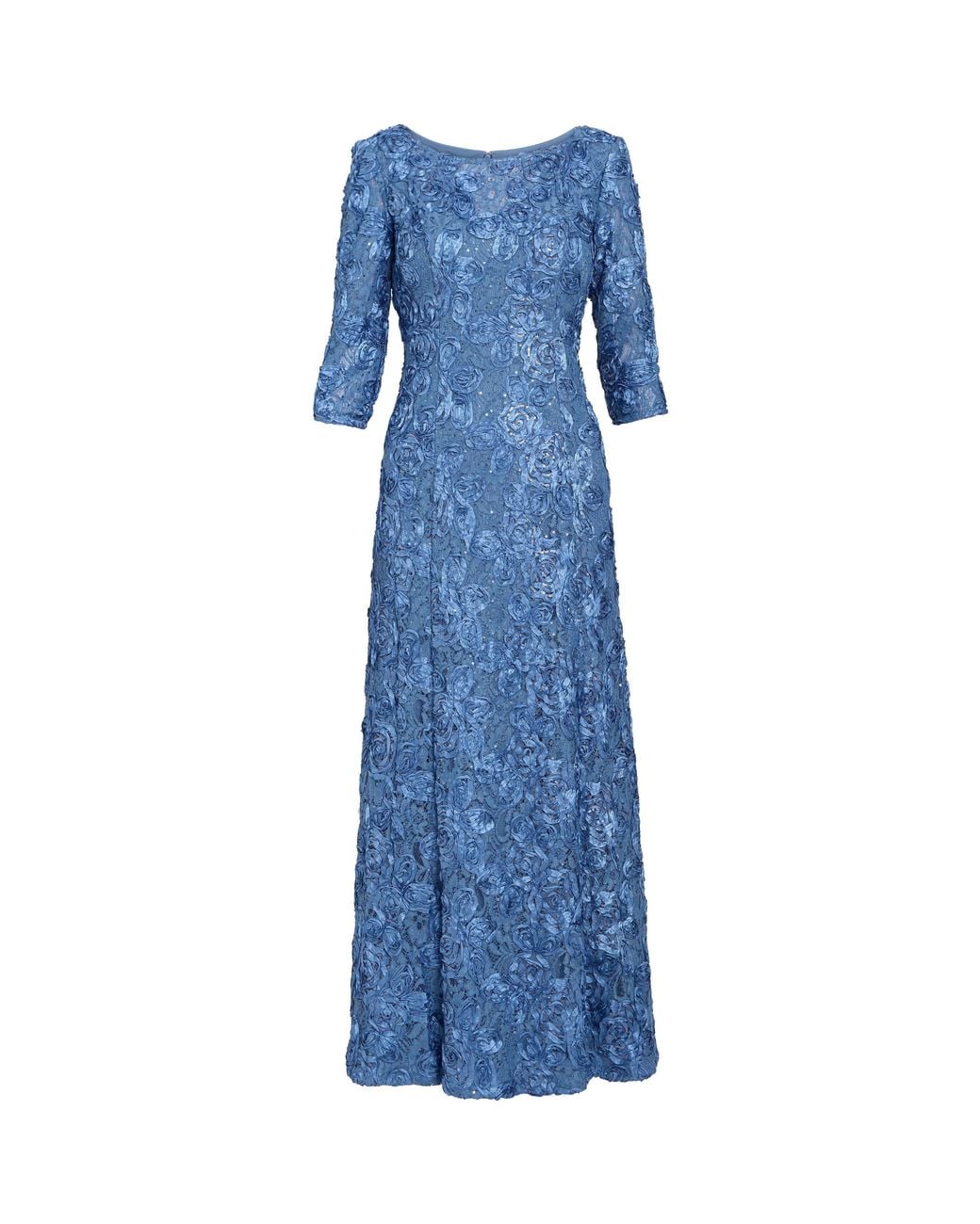 Gina Bacconi Blue Susanna Rosette Maxi Dress