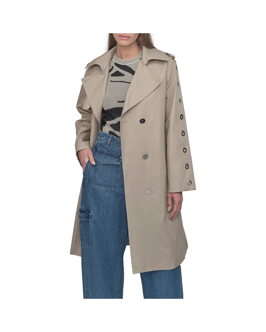 DKNY Natural Weather-Resistant Trench Coat