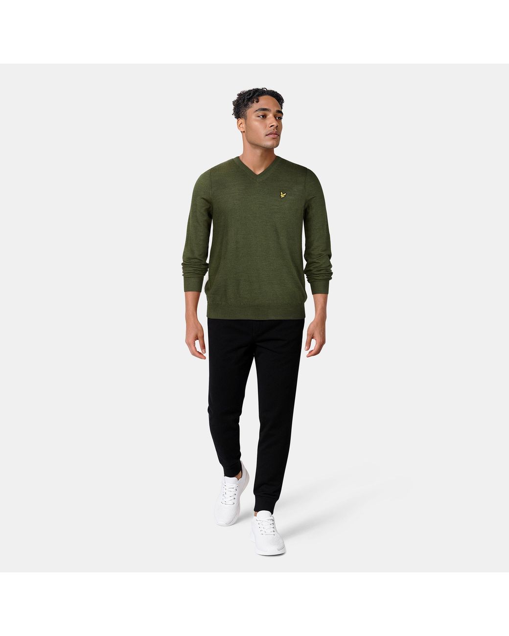 Lyle & Scott Green Golf V Neck Jumper for men