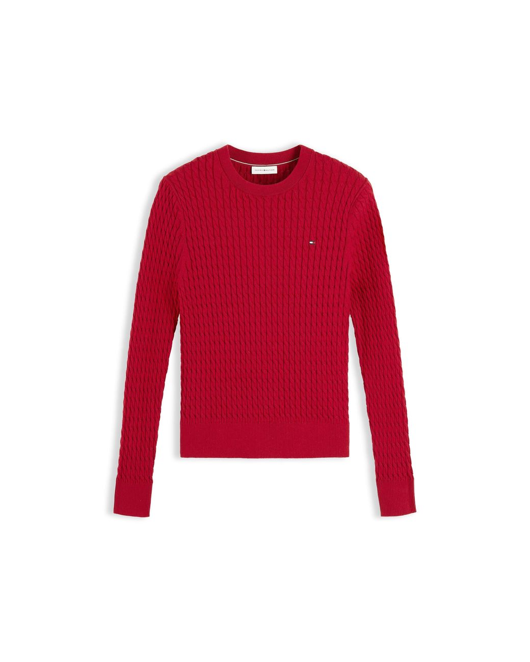 Tommy Hilfiger Red Cable Fine Knit Cotton Long-Sleeve Jumper