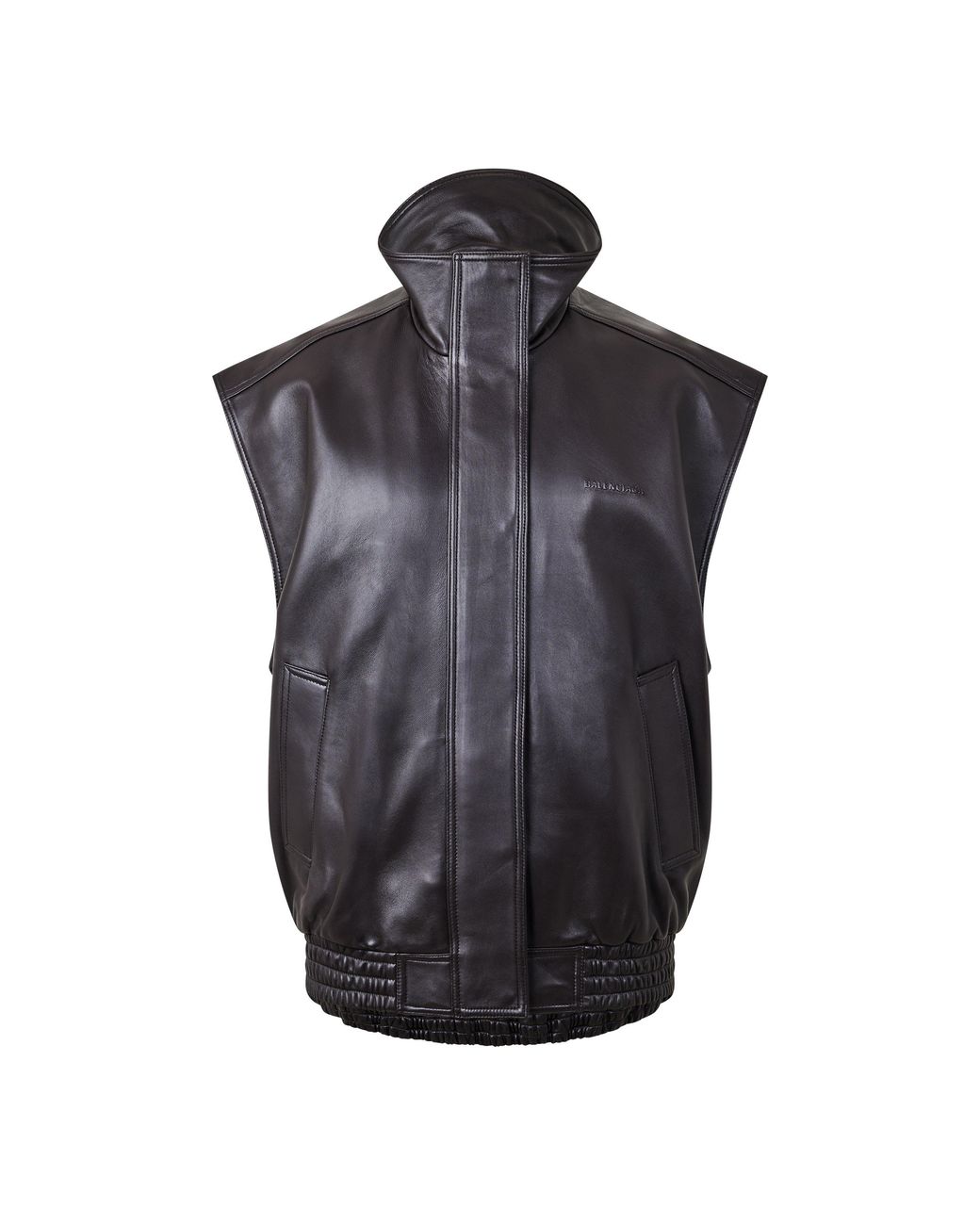 Balenciaga Black Leather Oversized-Fit Gilet