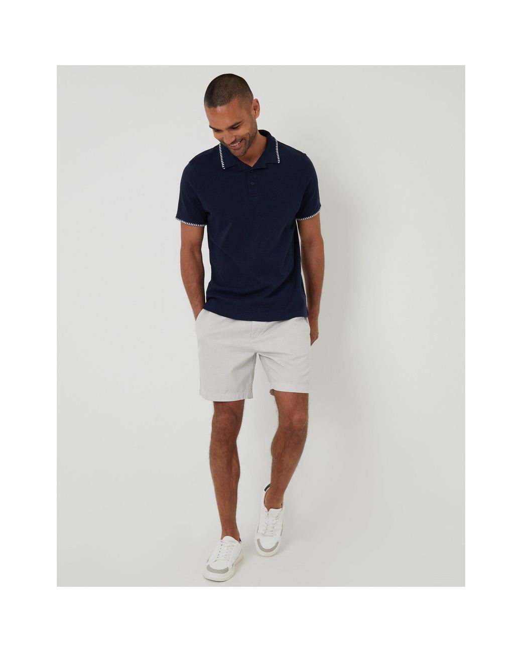 Threadbare Blue Arnwick Short-Sleeve Polo Shirt for men