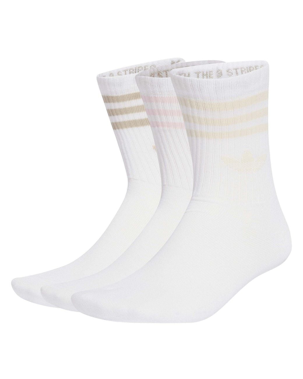 Adidas Originals White Adi Og 3S Cotton Crew Socks 3 Pack