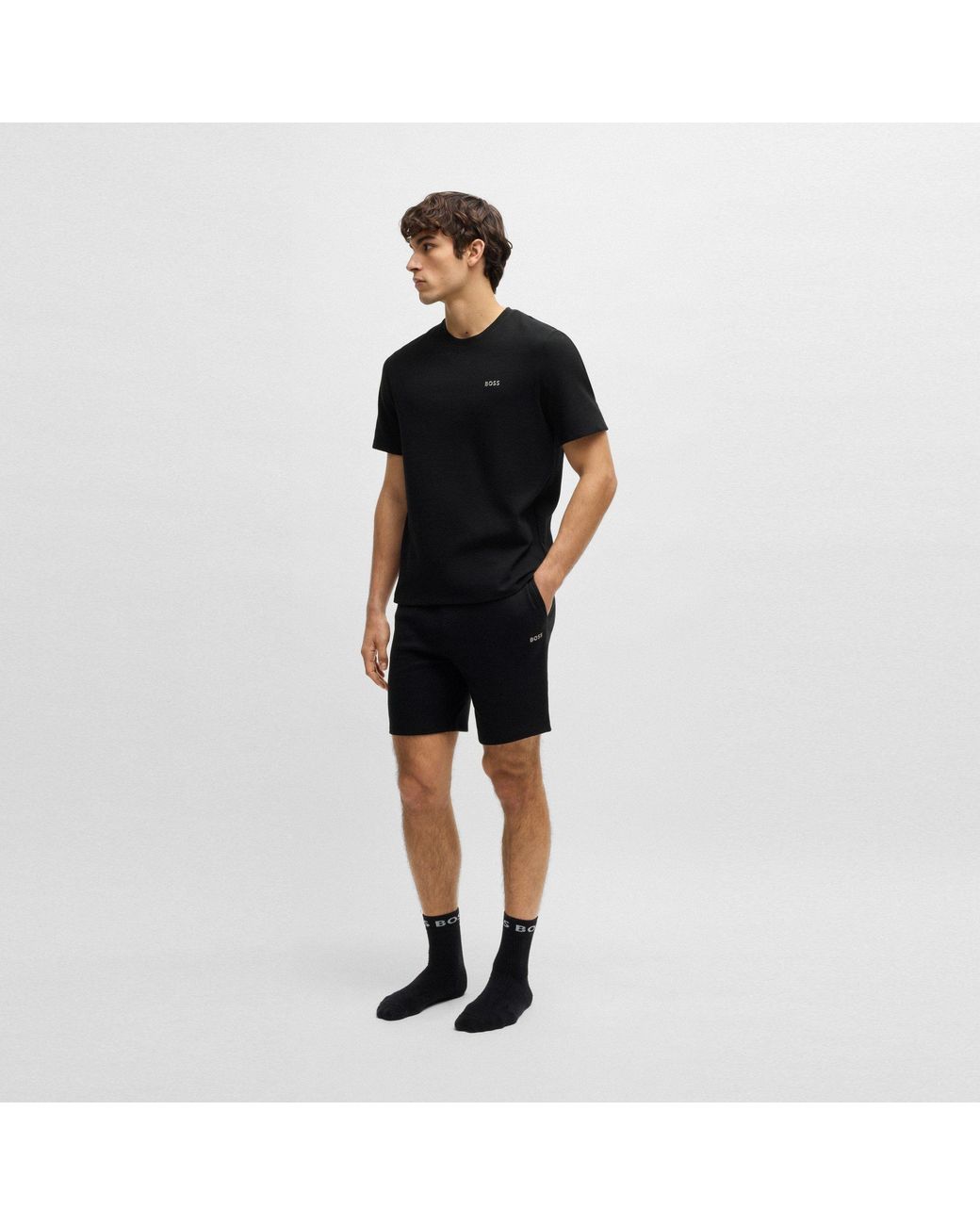Boss Black Bodywear Waffle T-Shirt With Structured Design for men