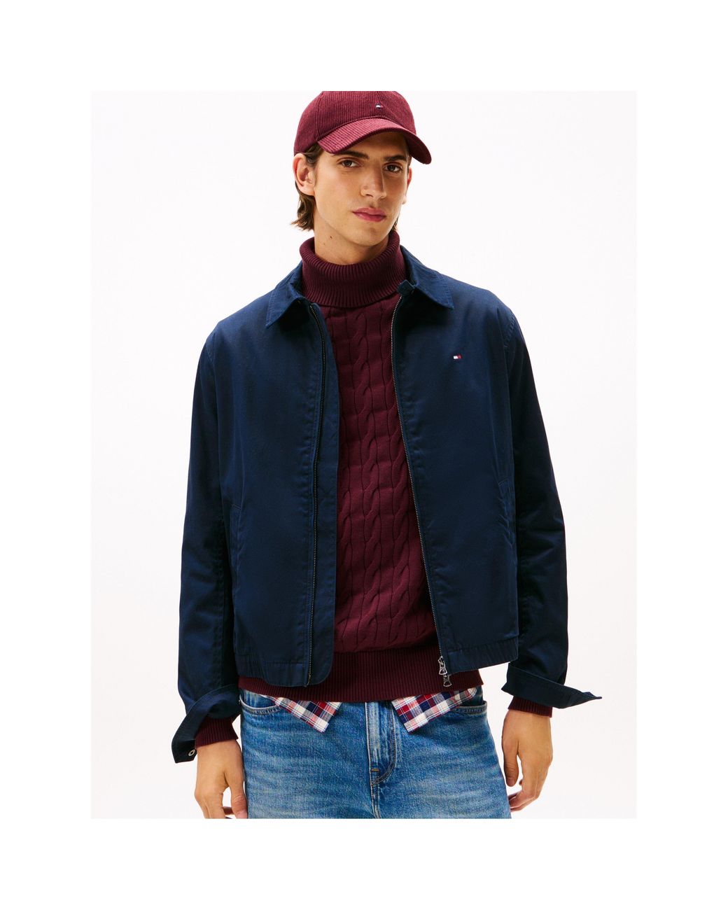 Tommy Hilfiger Blue Cotton Harrington Jacket for men