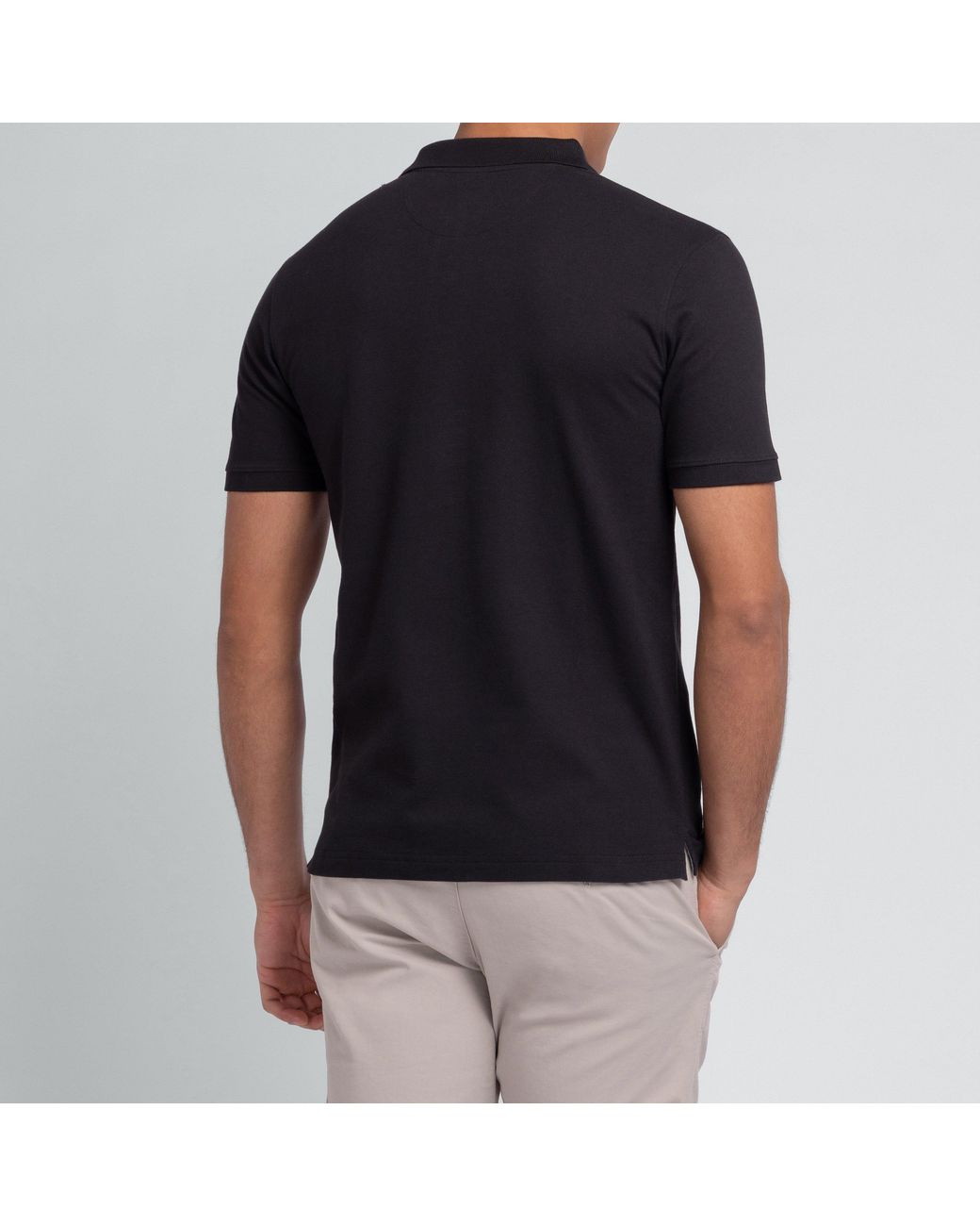 Eden Park Black Stretch Pima Cotton Polo for men