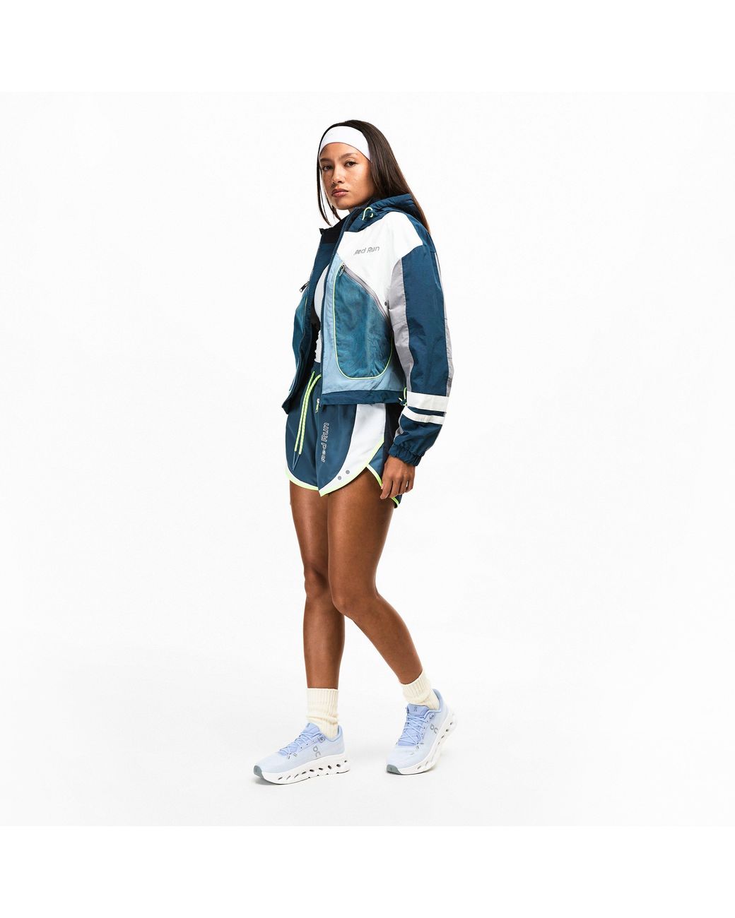 Red Run Blue Colourblock Running Shorts