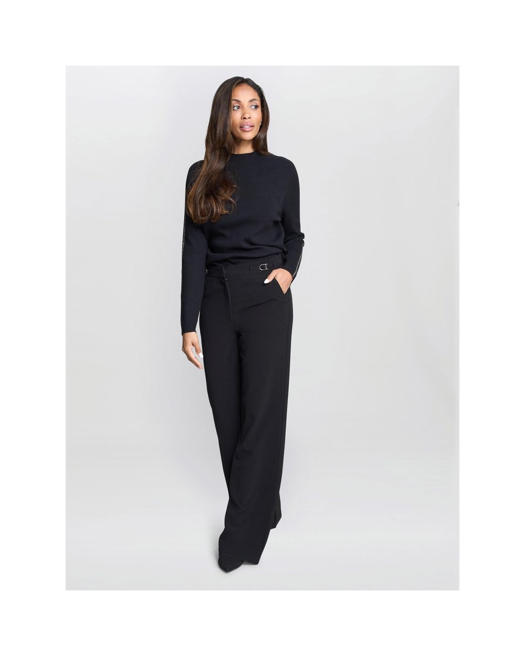 Gina Bacconi Blue Alexia Wide Leg Tailored Trousers