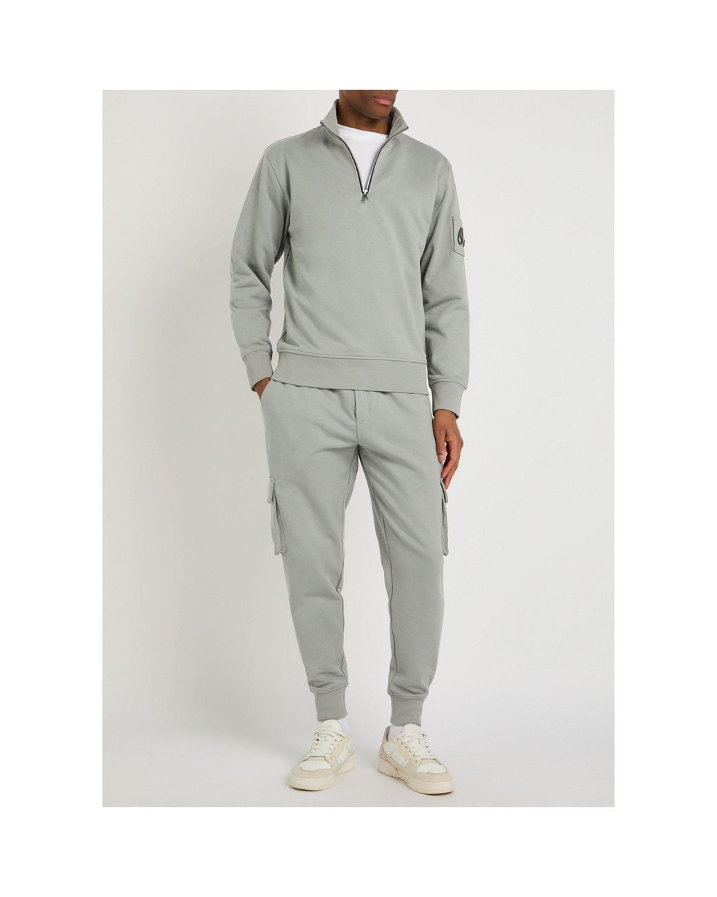 Moose Knuckles Gray Mk Sweat 1/4 Zip Hartsfield for men