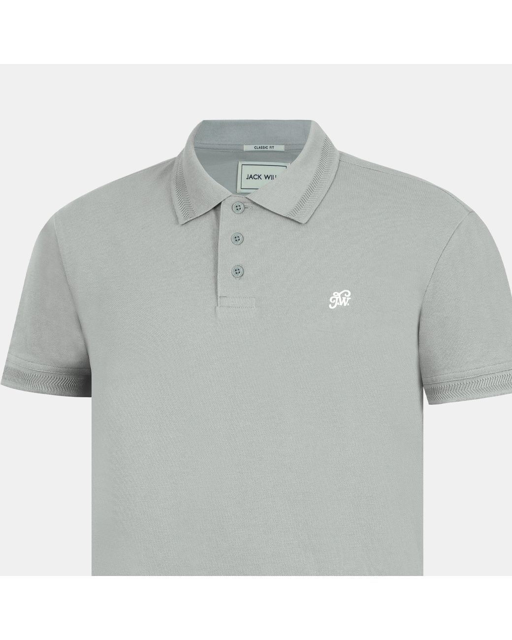 Jack Wills Gray Fine Pique Cotton Short Sleeve Polo Shirt for men