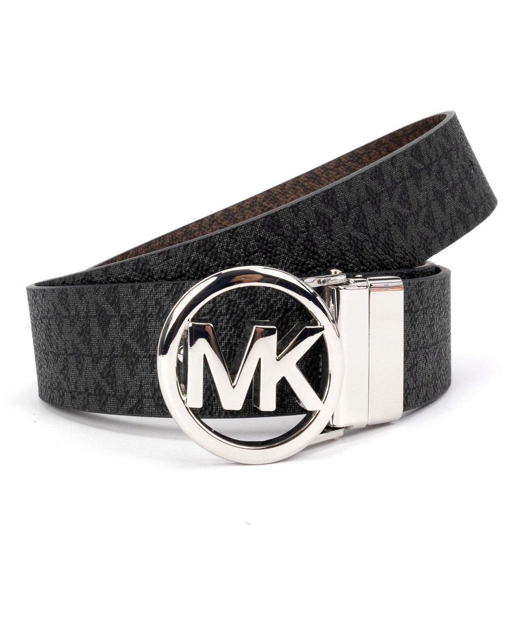 MICHAEL Michael Kors Black Reversible Mk Logo Leather Belt