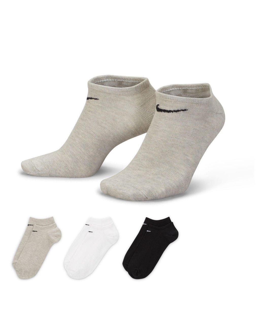 Nike Gray 3 Pack No Show Socks for men