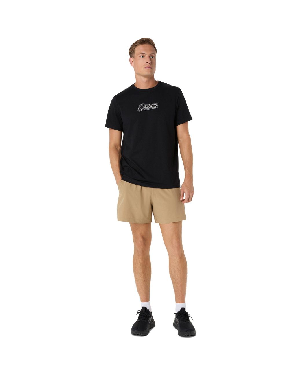 Asics Black Logo Tee Short Sleeve Performance Running Top for men