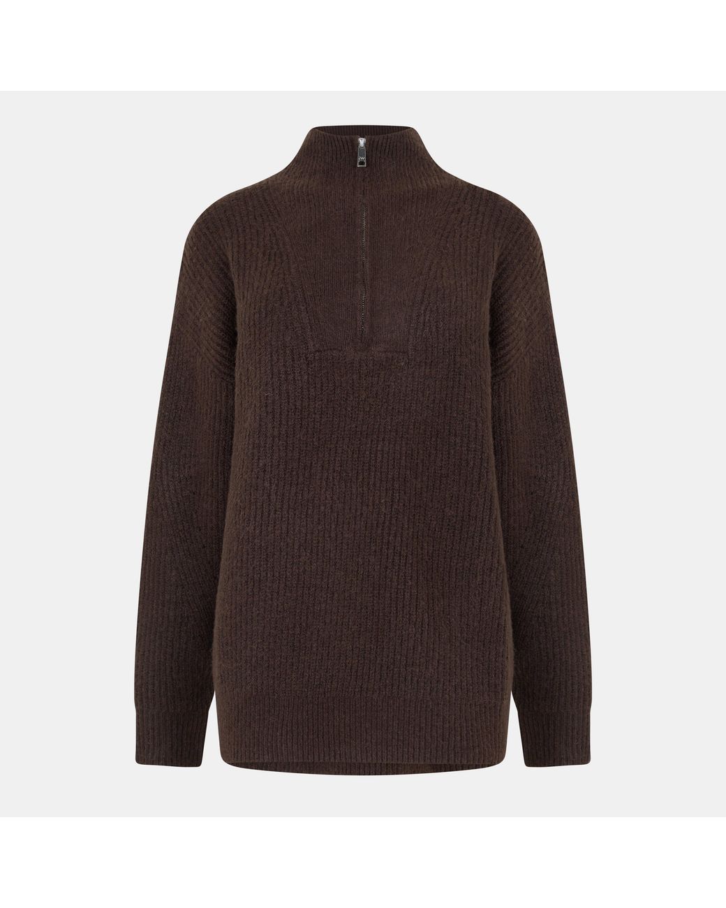 Jack Wills Brown High Neck Zip Knitted Jumper