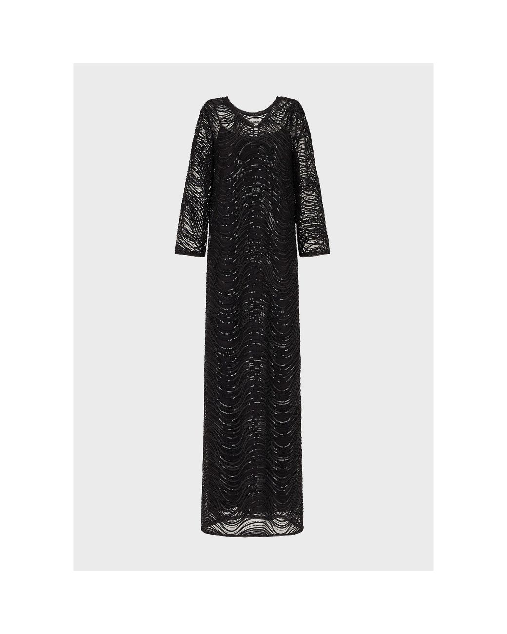 Emporio Armani Black Lace Textured Maxi Dress