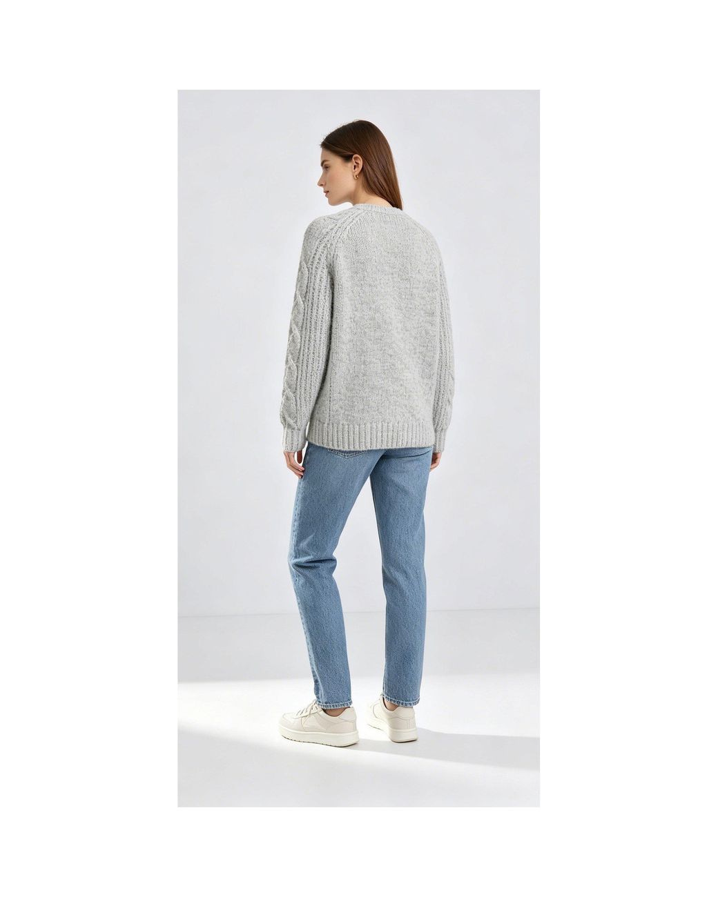 Miso Blue Long-Sleeve Crew-Neck Cable Knit Jumper