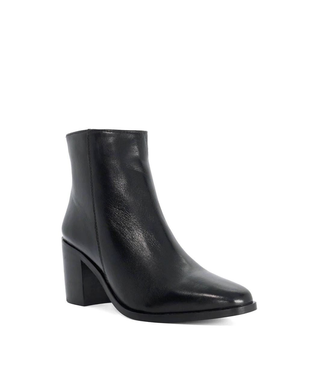 Dune Black Purl Leather Heeled Ankle Boots