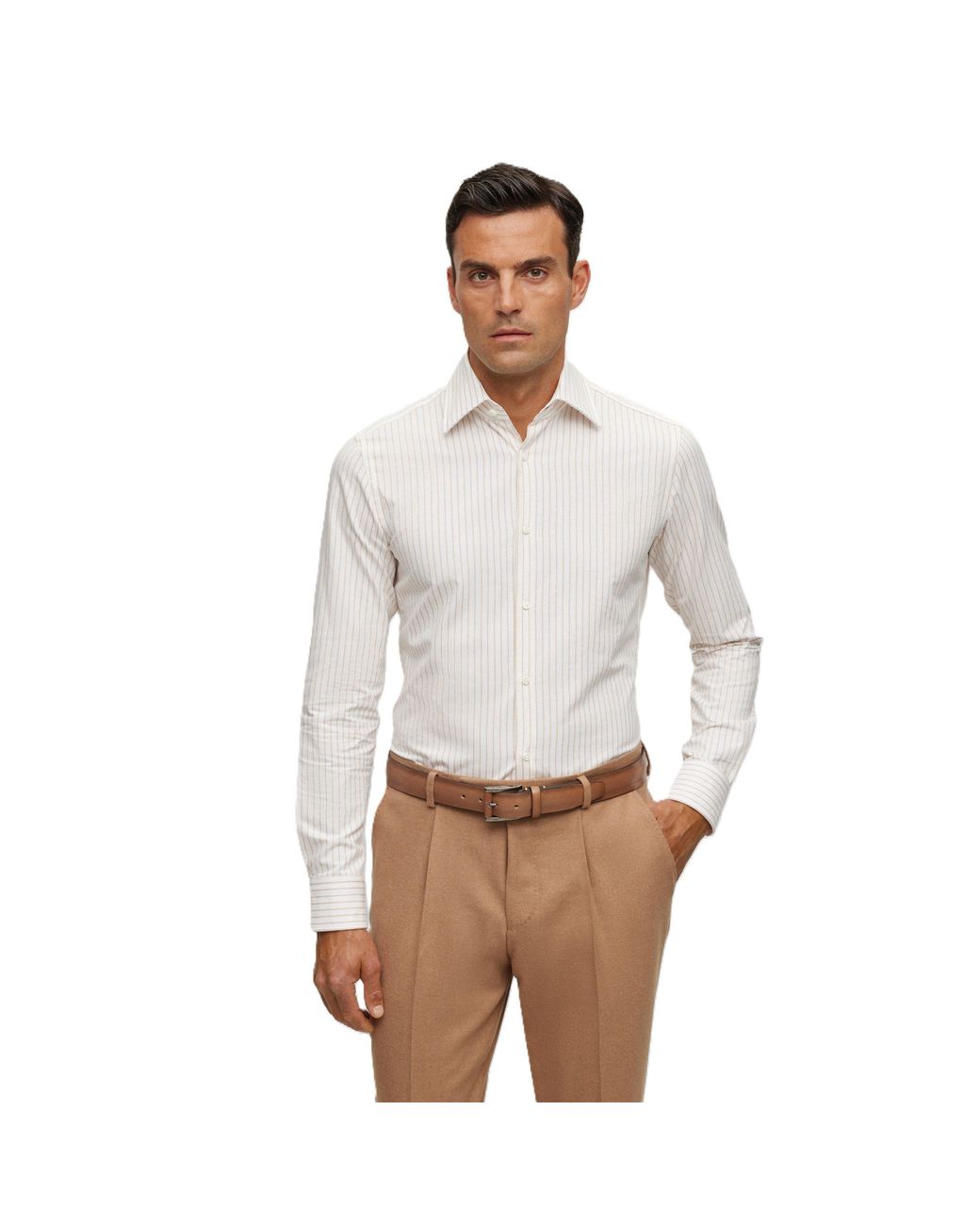 Boss White Long Sleeve Tailored Fit Shirt for men