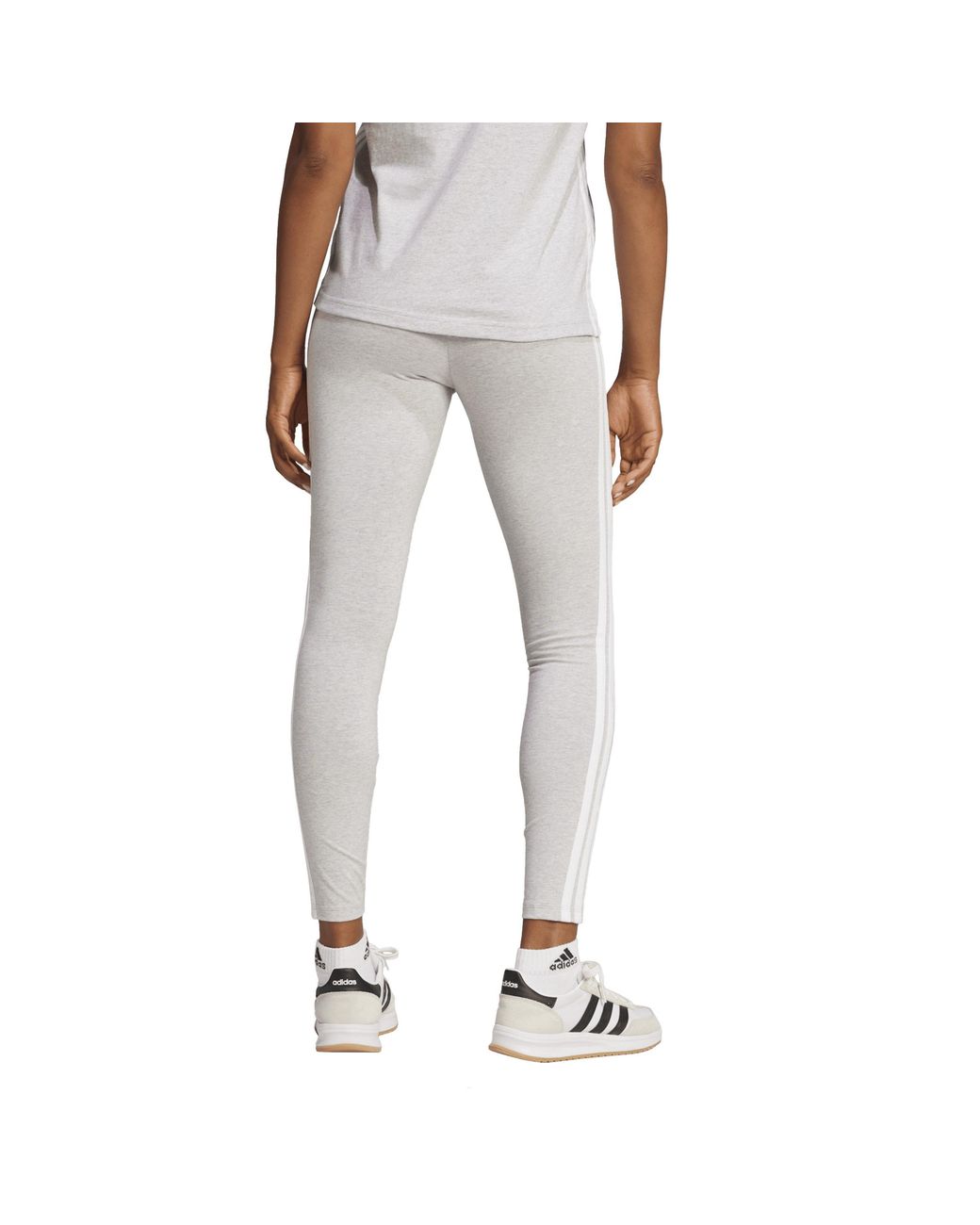 Adidas Gray Essentials 3 Stripe Leggings