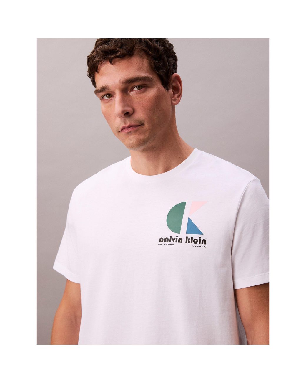 Calvin Klein White Graphic Logo T-Shirt for men