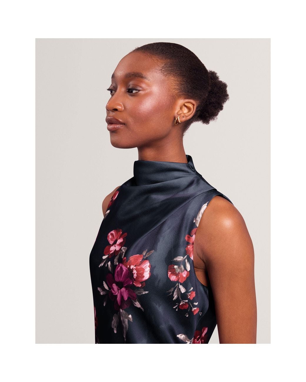 Ted Baker Blue Ted Floral Midi Dres Ld71